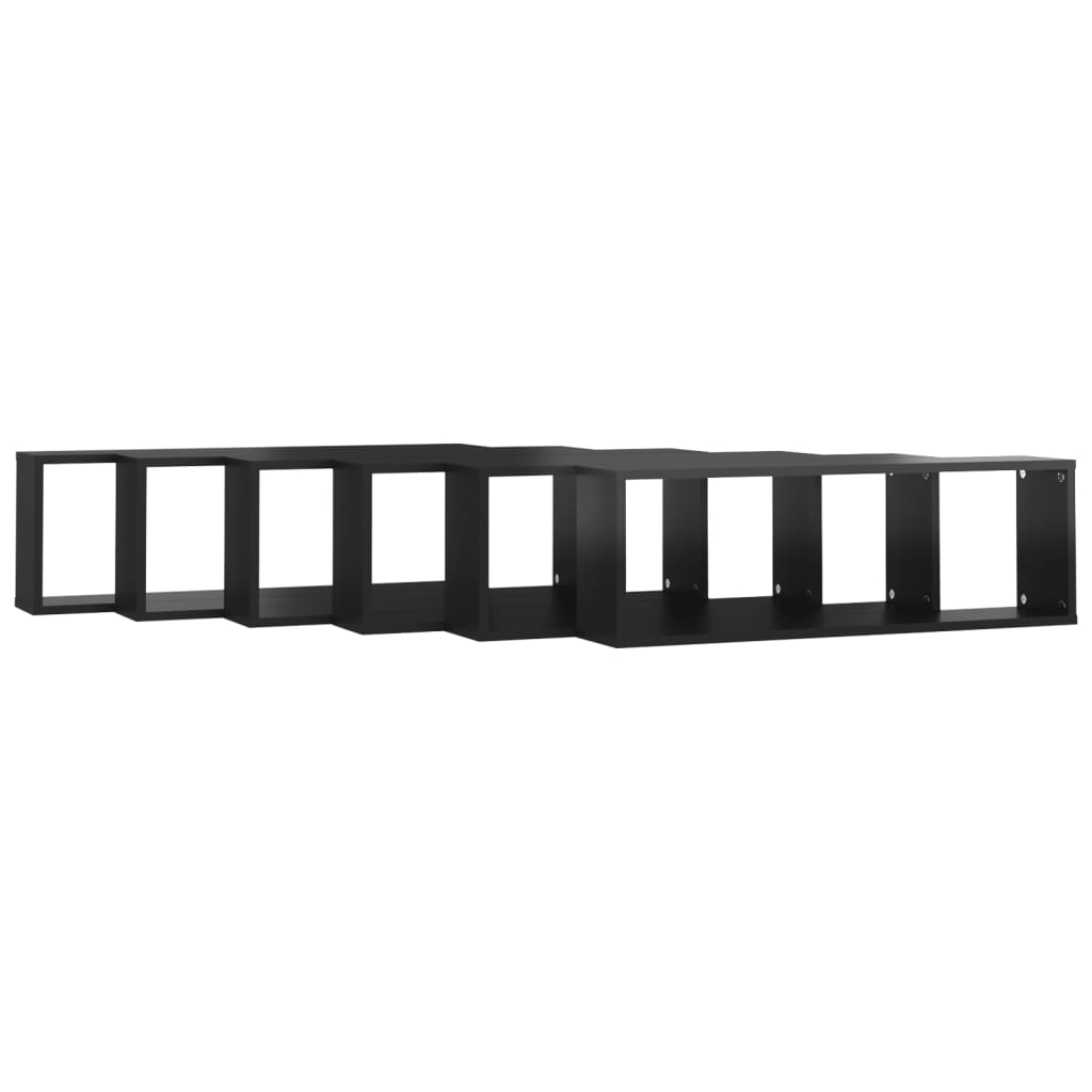Kuutioseinähyllyt 6 kpl korkeak. musta 80x15x26,5 cm lastulevy - Sisustajankoti.fi