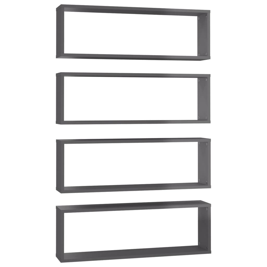 Kuutioseinähyllyt 4 kpl korkeak. harmaa 80x15x26,5 cm lastulevy - Sisustajankoti.fi