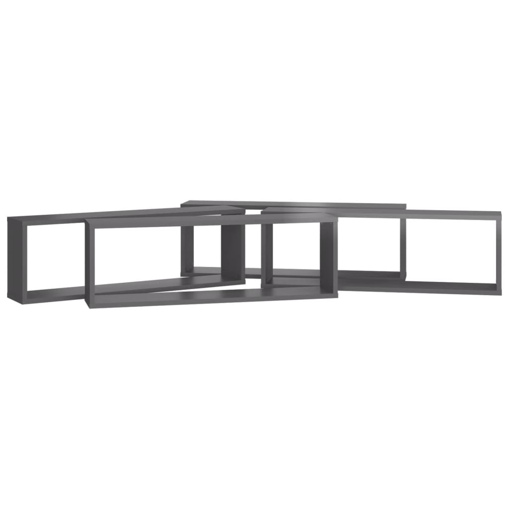 Kuutioseinähyllyt 4 kpl korkeak. harmaa 80x15x26,5 cm lastulevy - Sisustajankoti.fi