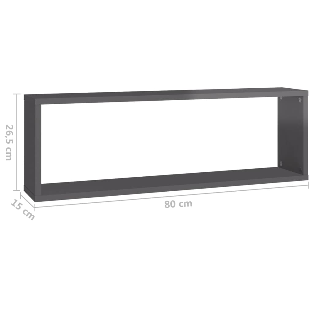 Kuutioseinähyllyt 4 kpl korkeak. harmaa 80x15x26,5 cm lastulevy - Sisustajankoti.fi