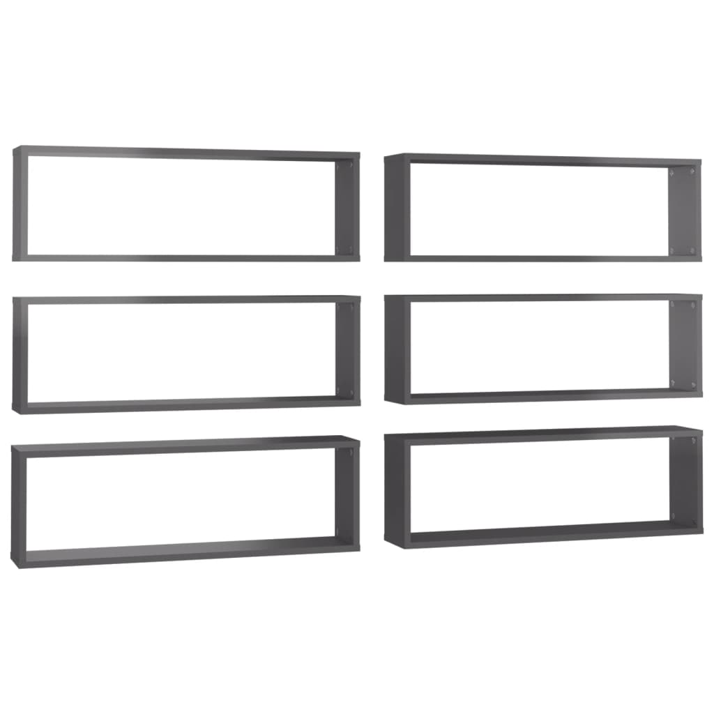 Kuutioseinähyllyt 6 kpl korkeak. harmaa 80x15x26,5 cm lastulevy - Sisustajankoti.fi