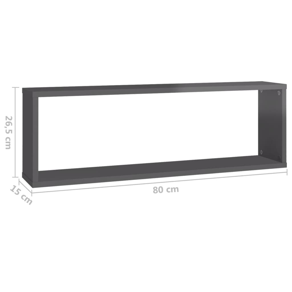 Kuutioseinähyllyt 6 kpl korkeak. harmaa 80x15x26,5 cm lastulevy - Sisustajankoti.fi