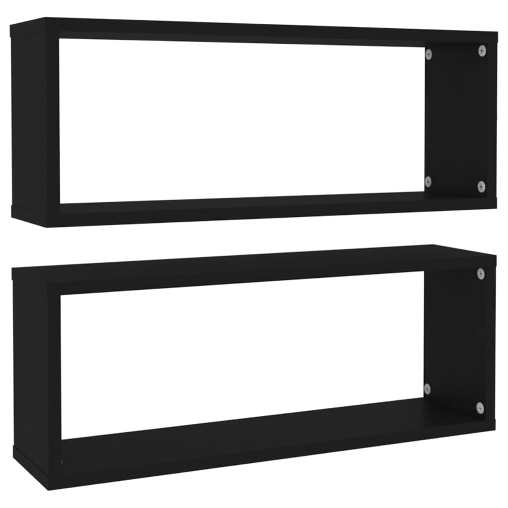 Kuutioseinähyllyt 2 kpl musta 60x15x23 cm lastulevy - Sisustajankoti.fi