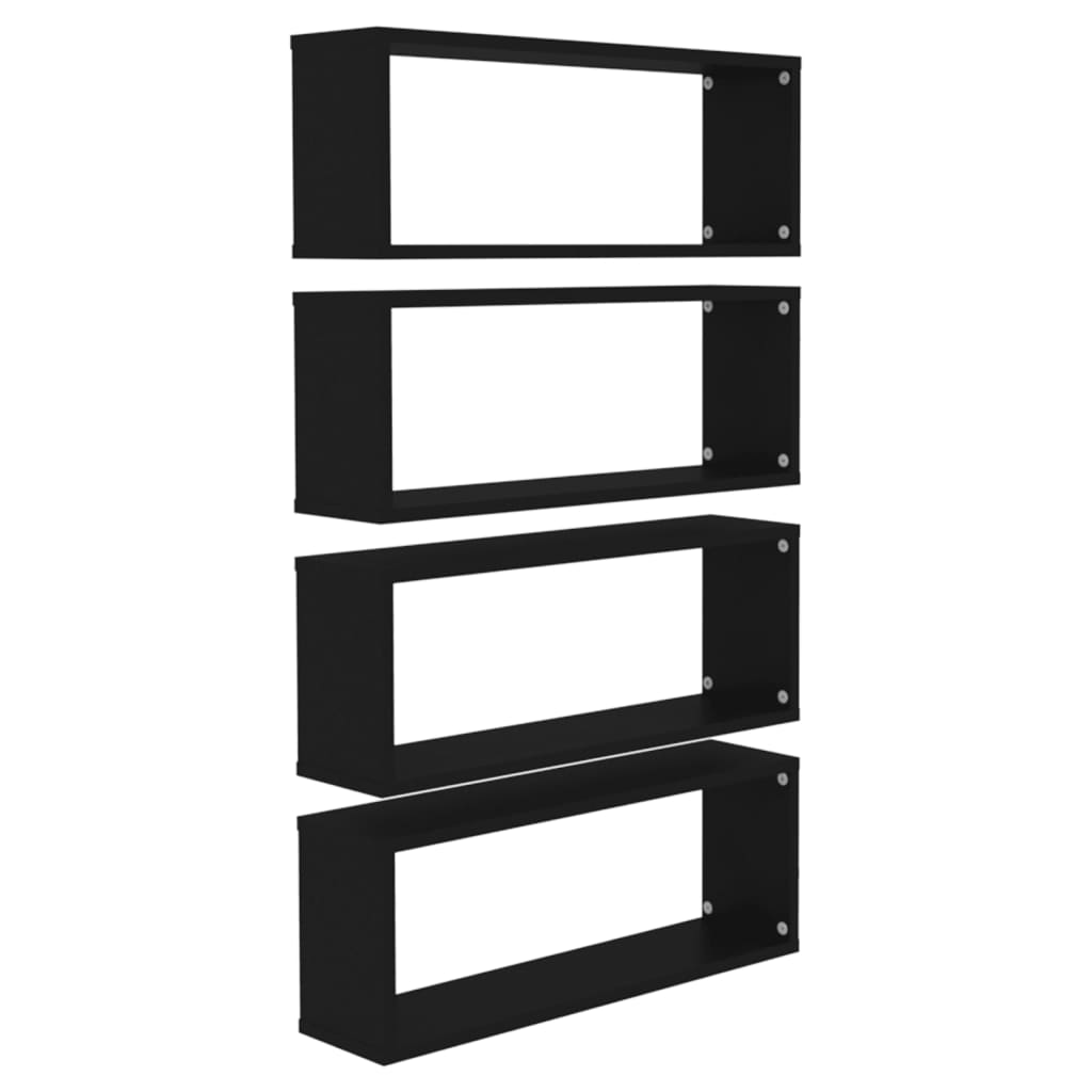 Kuutioseinähyllyt 4 kpl musta 60x15x23 cm lastulevy - Sisustajankoti.fi