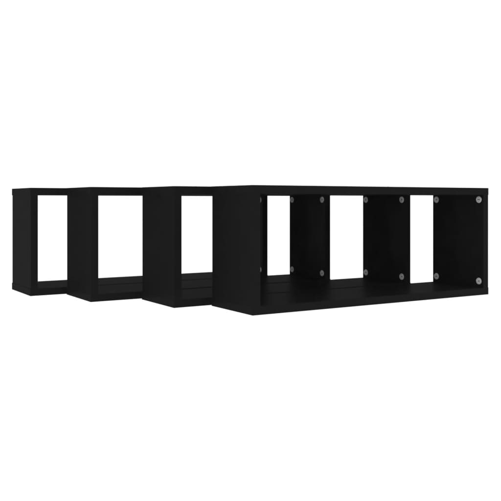 Kuutioseinähyllyt 4 kpl musta 60x15x23 cm lastulevy - Sisustajankoti.fi