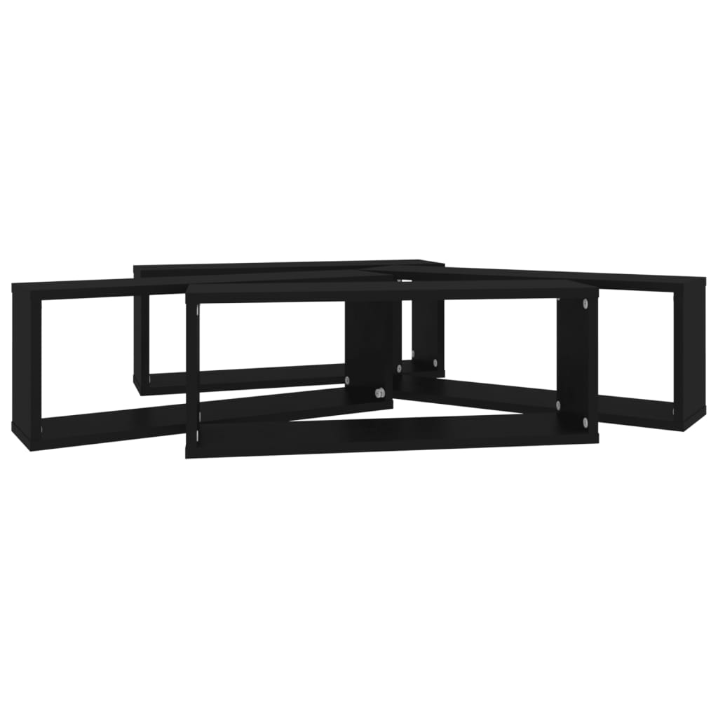 Kuutioseinähyllyt 4 kpl musta 60x15x23 cm lastulevy - Sisustajankoti.fi