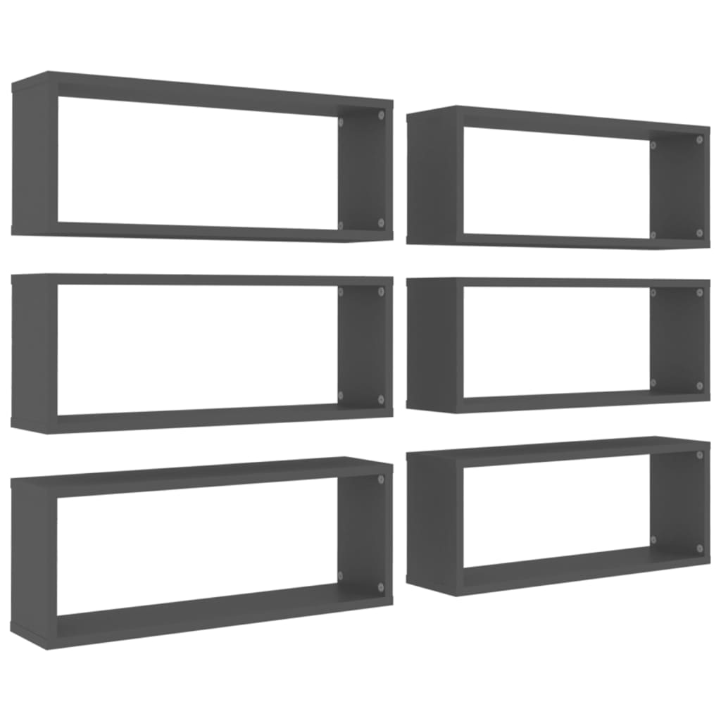 Kuutioseinähyllyt 6 kpl harmaa 60x15x23 cm lastulevy - Sisustajankoti.fi