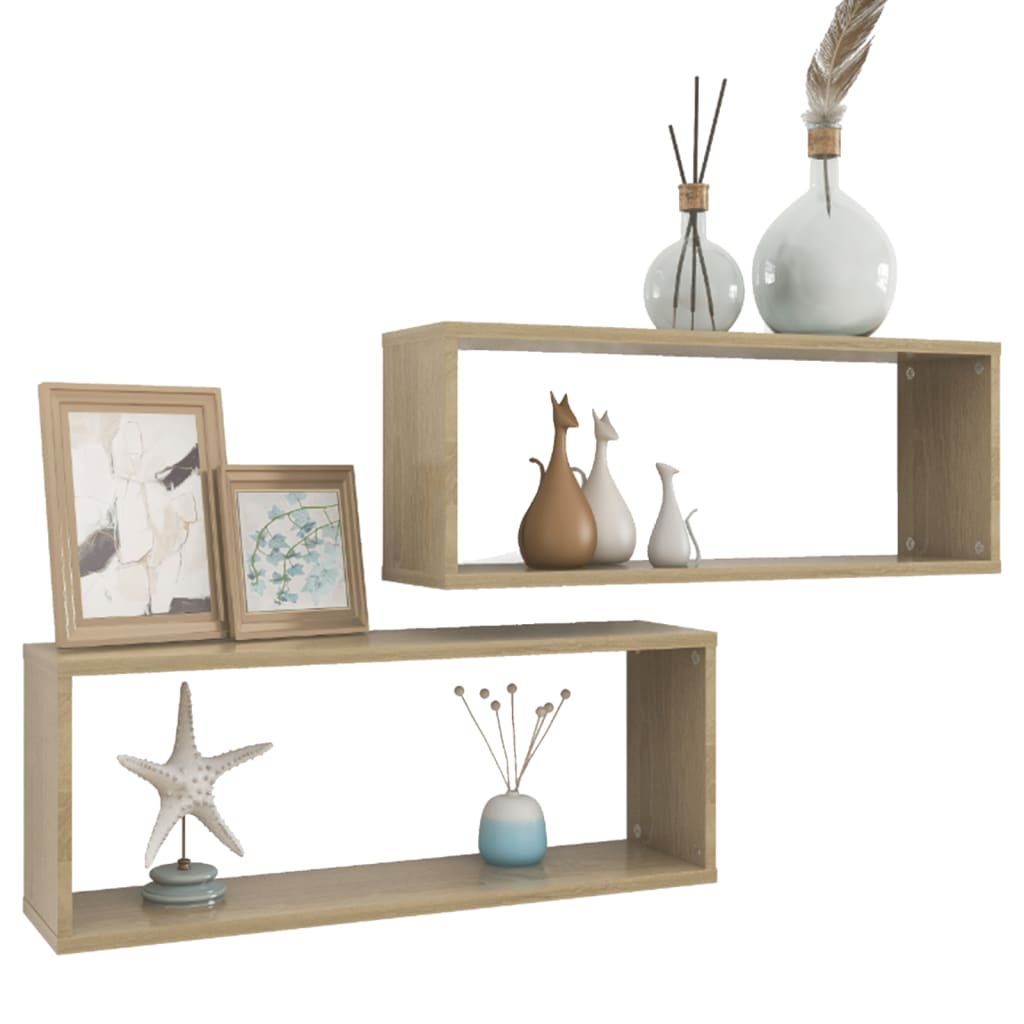 Kuutioseinähyllyt 2 kpl Sonoma-tammi 60x15x23 cm lastulevy - Sisustajankoti.fi