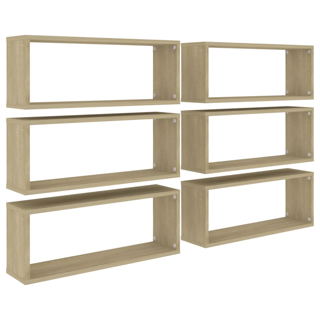 Kuutioseinähyllyt 6 kpl Sonoma-tammi 60x15x23 cm lastulevy - Sisustajankoti.fi