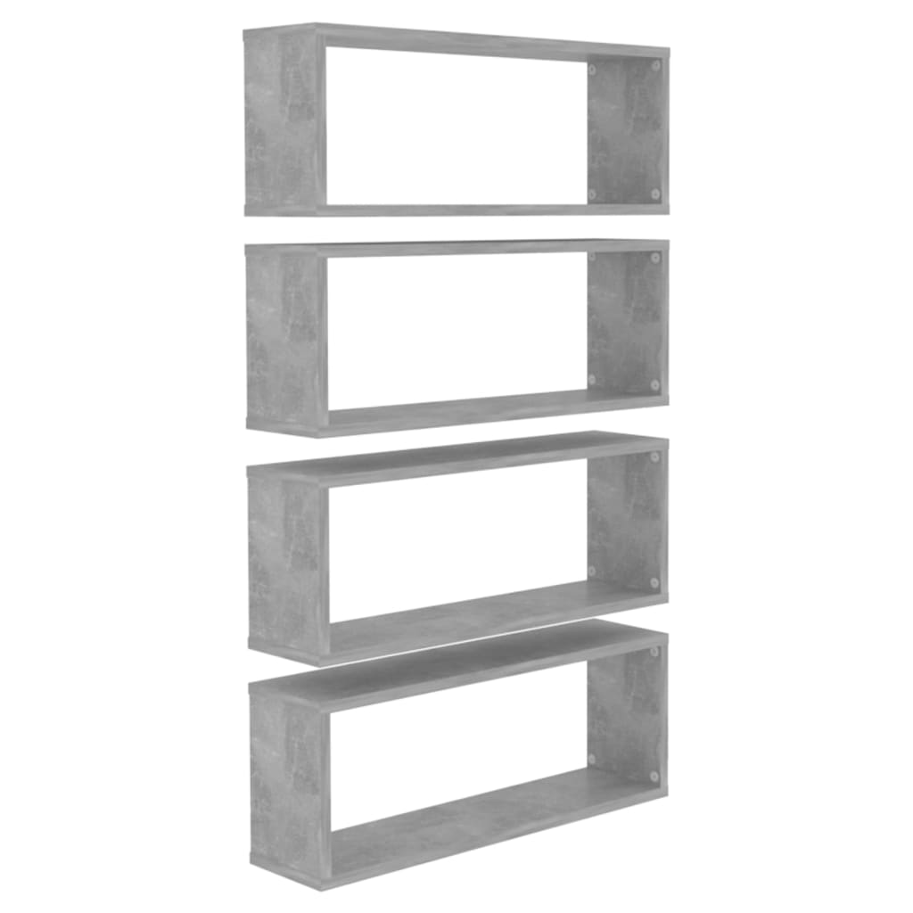 Kuutioseinähyllyt 4 kpl betoninharmaa 60x15x23 cm lastulevy - Sisustajankoti.fi