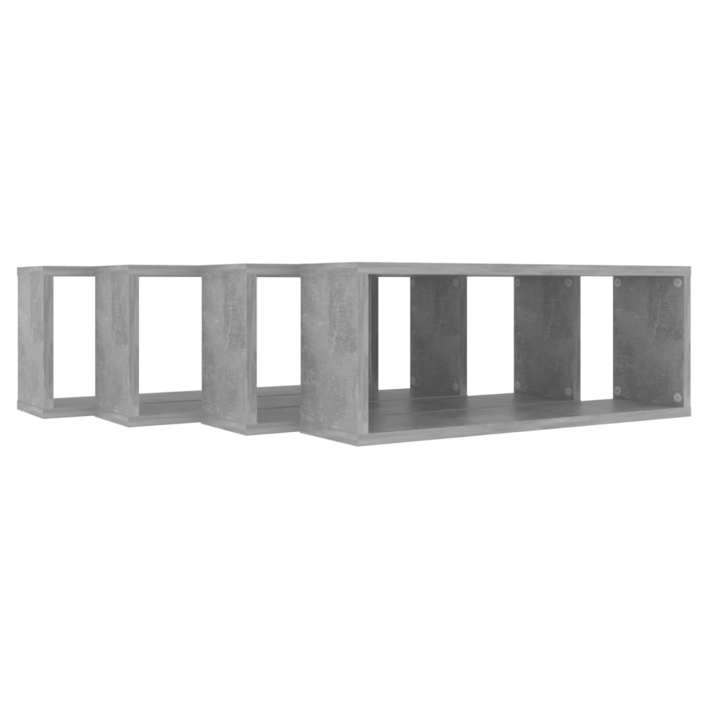 Kuutioseinähyllyt 4 kpl betoninharmaa 60x15x23 cm lastulevy - Sisustajankoti.fi