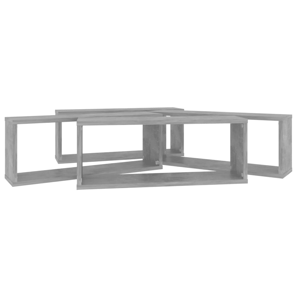 Kuutioseinähyllyt 4 kpl betoninharmaa 60x15x23 cm lastulevy - Sisustajankoti.fi