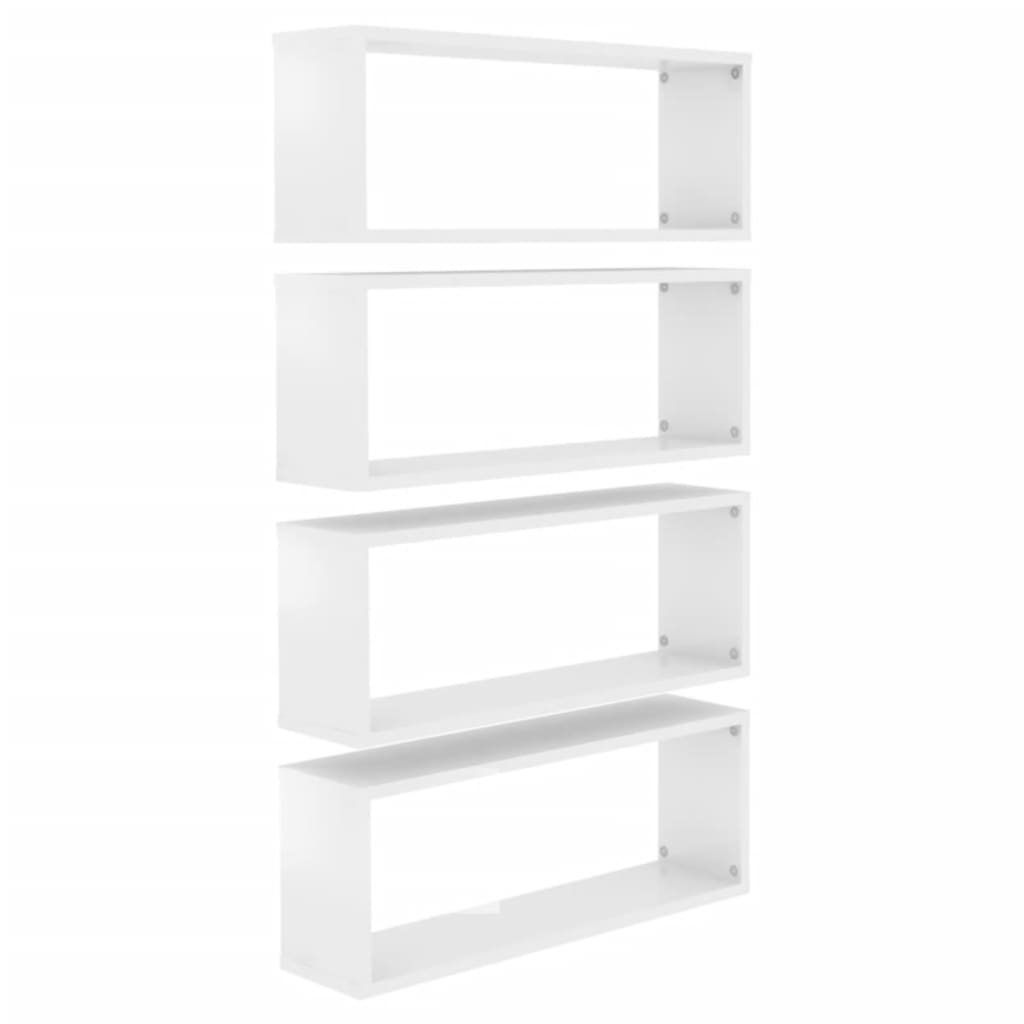 Kuutioseinähyllyt 4 kpl korkeak. valk. 60x15x23 cm lastulevy - Sisustajankoti.fi