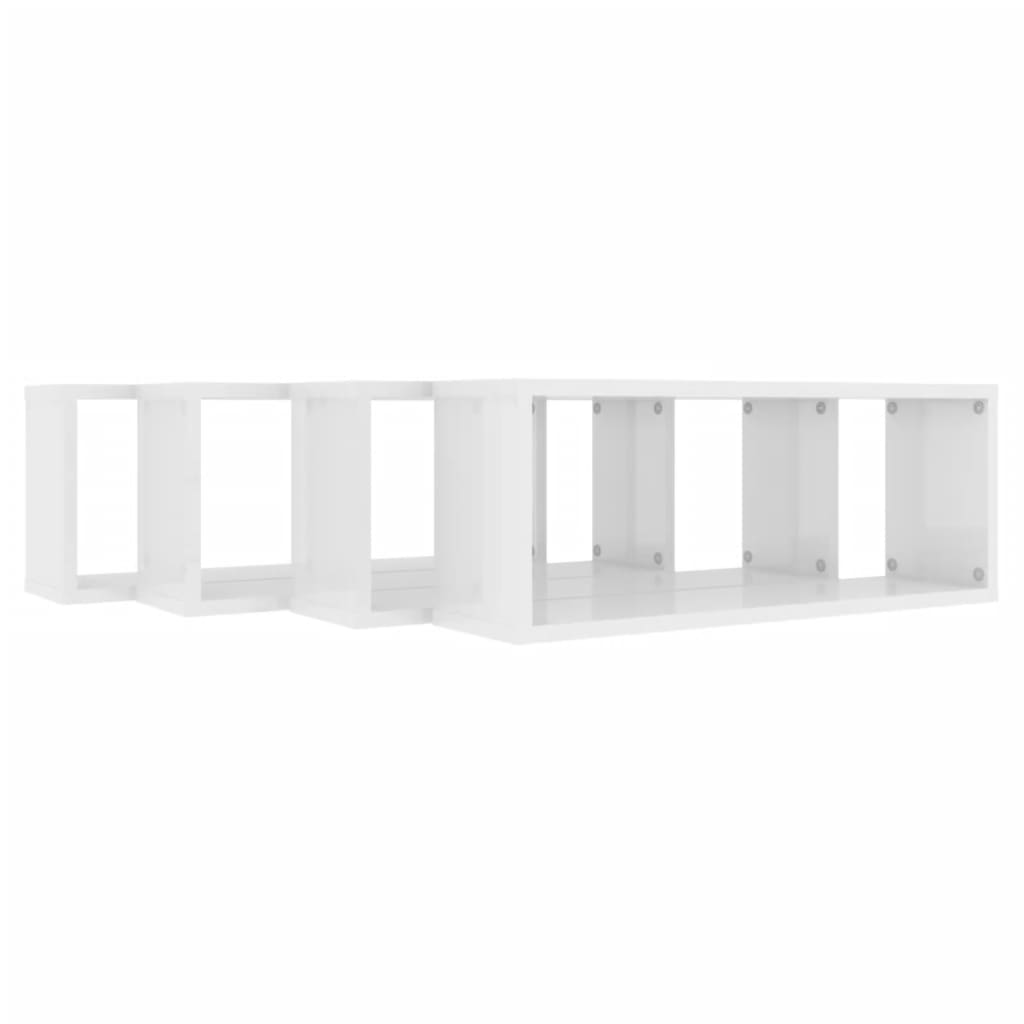 Kuutioseinähyllyt 4 kpl korkeak. valk. 60x15x23 cm lastulevy - Sisustajankoti.fi