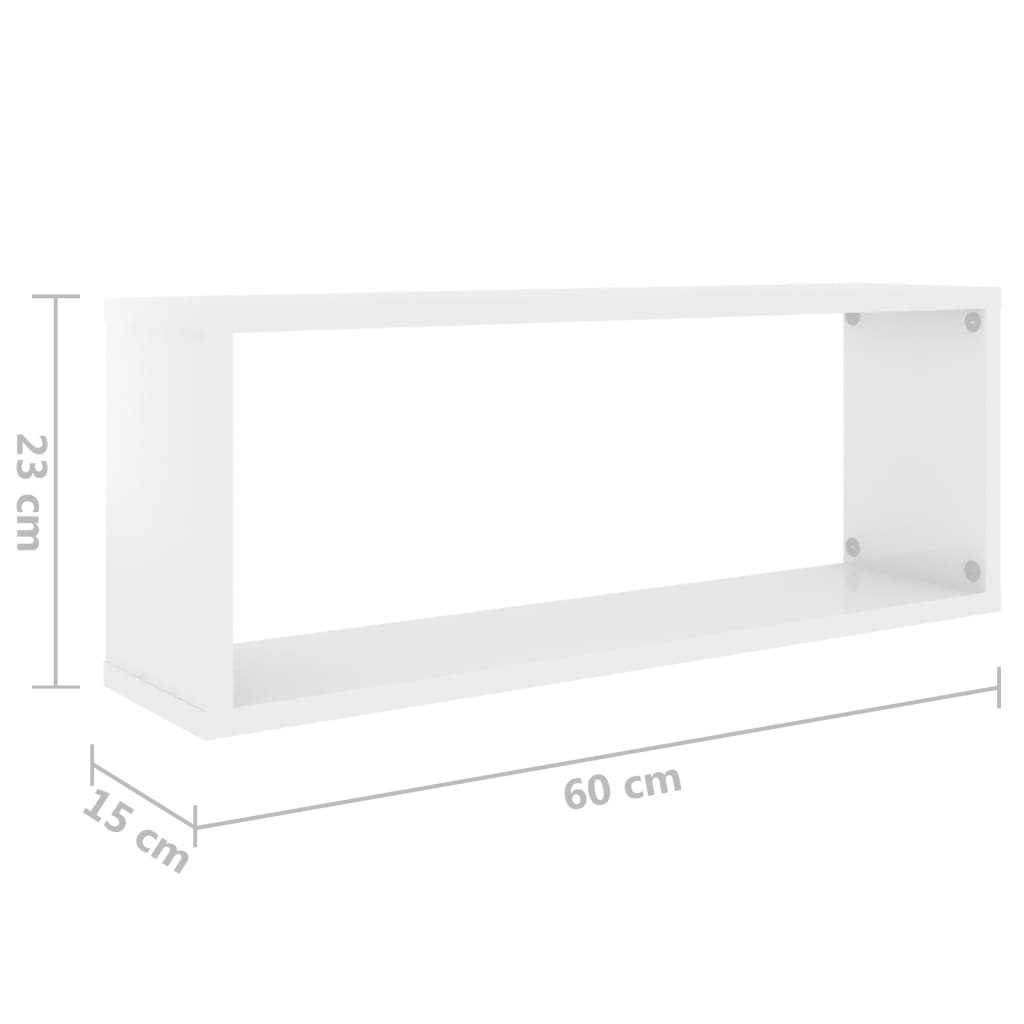 Kuutioseinähyllyt 4 kpl korkeak. valk. 60x15x23 cm lastulevy - Sisustajankoti.fi