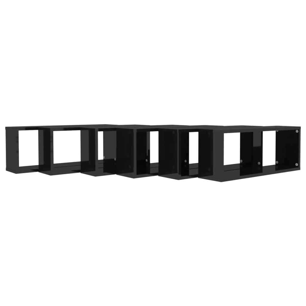 Kuutioseinähyllyt 6 kpl korkeak. musta 60x15x23 cm lastulevy - Sisustajankoti.fi