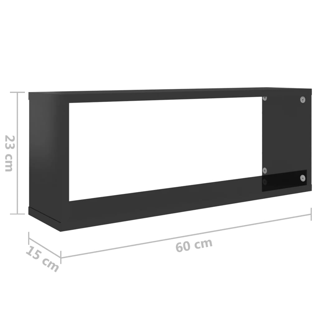 Kuutioseinähyllyt 6 kpl korkeak. musta 60x15x23 cm lastulevy - Sisustajankoti.fi