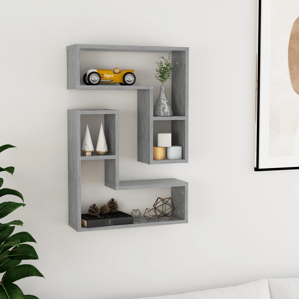 Seinähyllyt 2 kpl betoninharmaa 50x15x50 cm lastulevy - Sisustajankoti.fi