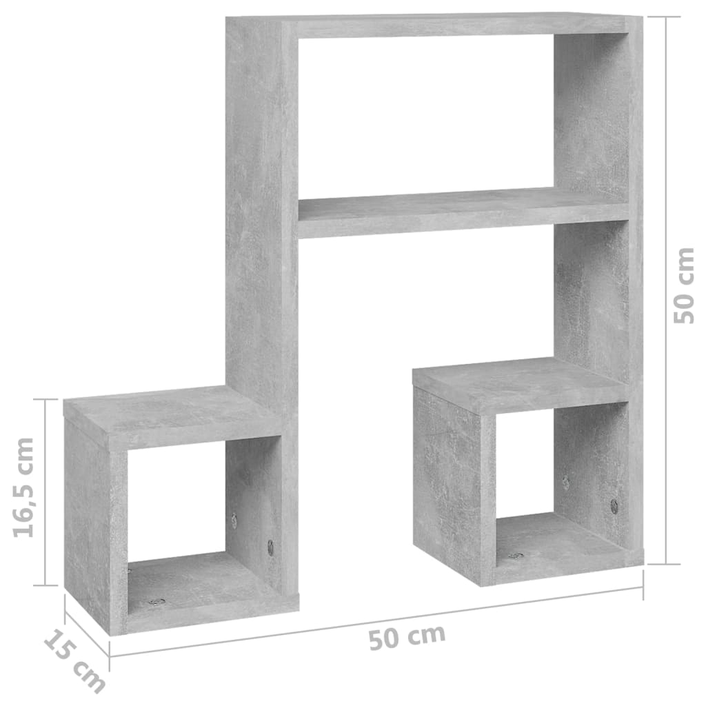 Seinähyllyt 2 kpl betoninharmaa 50x15x50 cm - Sisustajankoti.fi