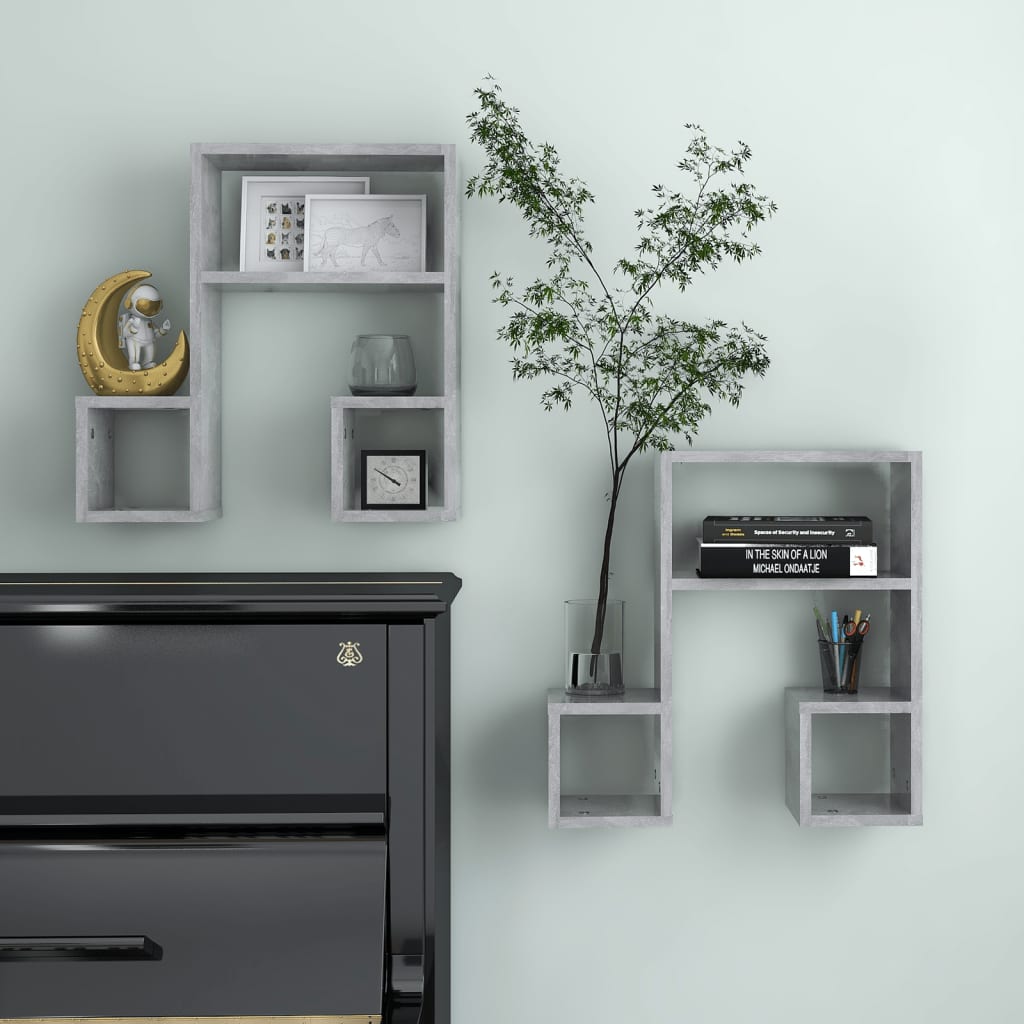 Seinähyllyt 2 kpl betoninharmaa 50x15x50 cm - Sisustajankoti.fi