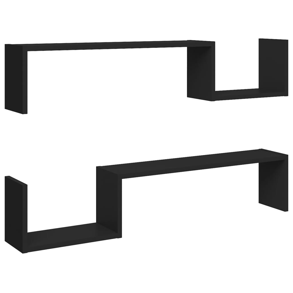 Seinähyllyt 2 kpl musta 100x15x20 cm lastulevy - Sisustajankoti.fi