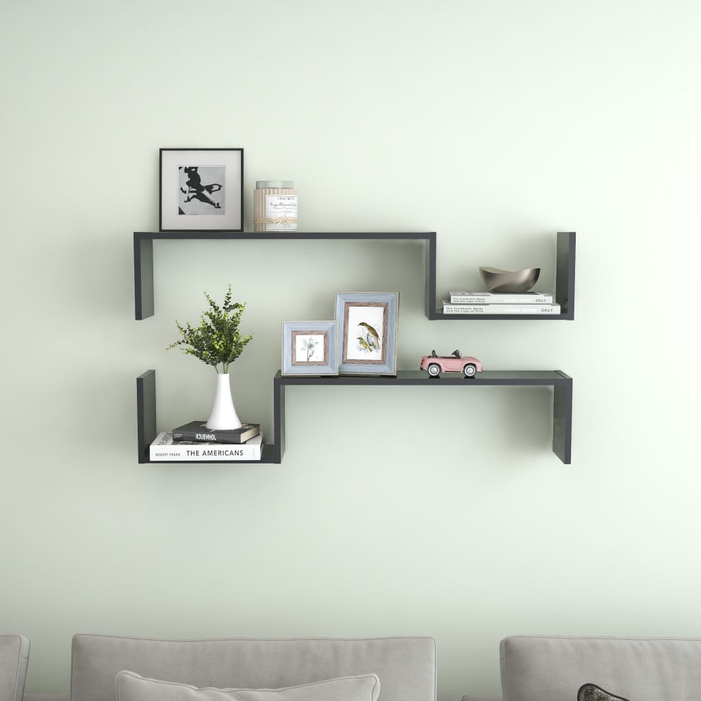 Seinähyllyt 2 kpl harmaa 100x15x20 cm lastulevy - Sisustajankoti.fi