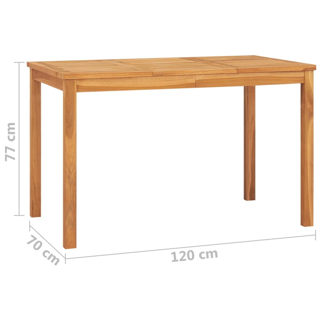 Puutarhan ruokapöytä 120x70x77 cm täysi tiikki - Sisustajankoti.fi