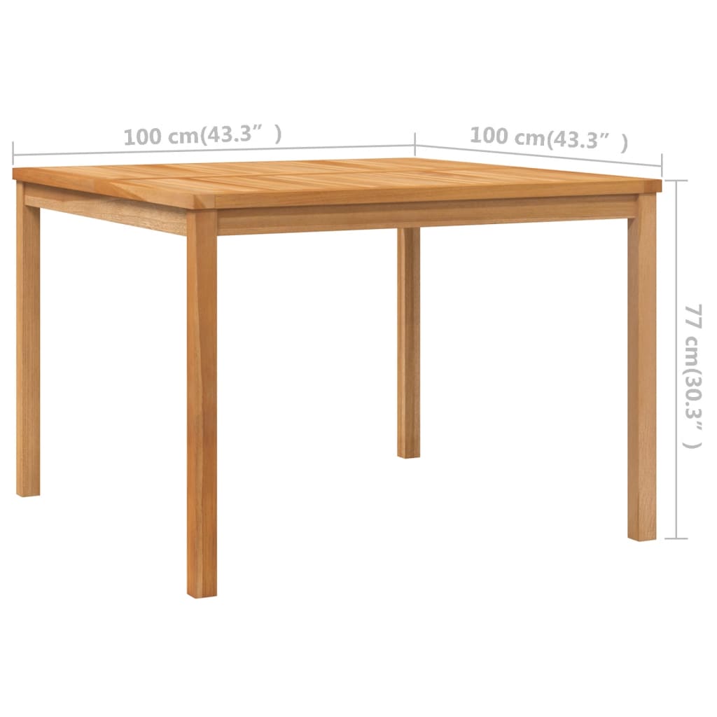 Puutarhan ruokapöytä 110x110x77 cm täysi tiikki - Sisustajankoti.fi