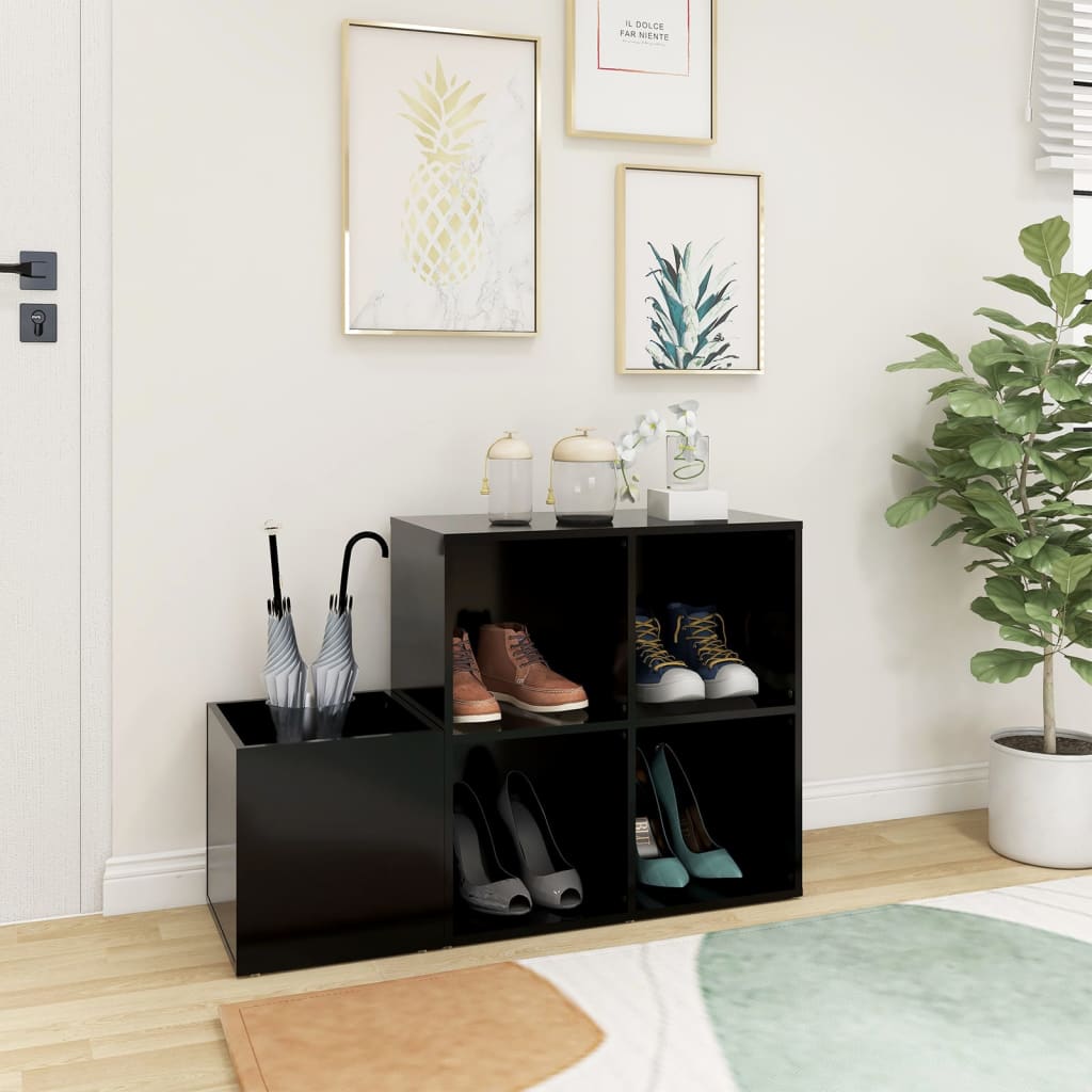 Eteisen kenkäkaappi musta 105x35,5x70 cm lastulevy - Sisustajankoti.fi