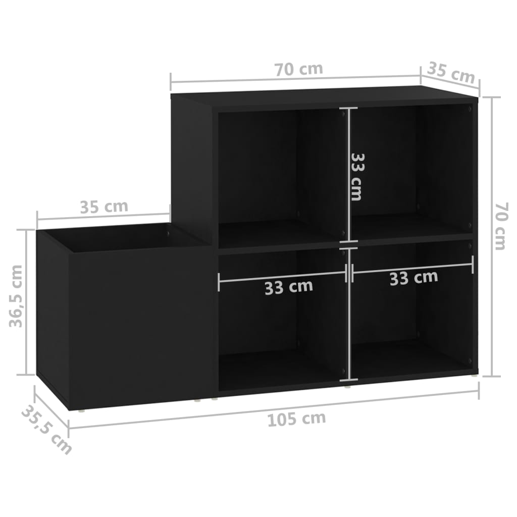 Eteisen kenkäkaappi musta 105x35,5x70 cm lastulevy - Sisustajankoti.fi