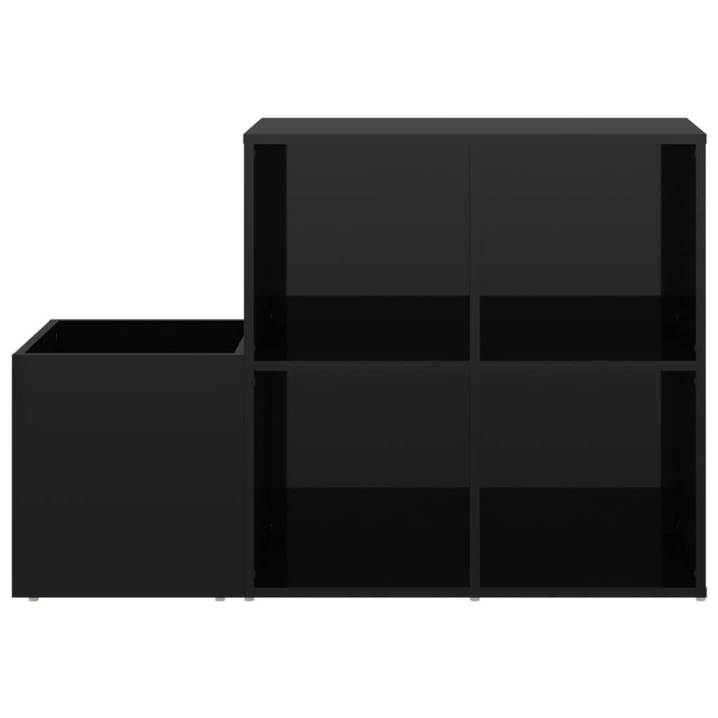 Eteisen kenkäkaappi korkeakiilto musta 105x35,5x70 cm lastulevy - Sisustajankoti.fi