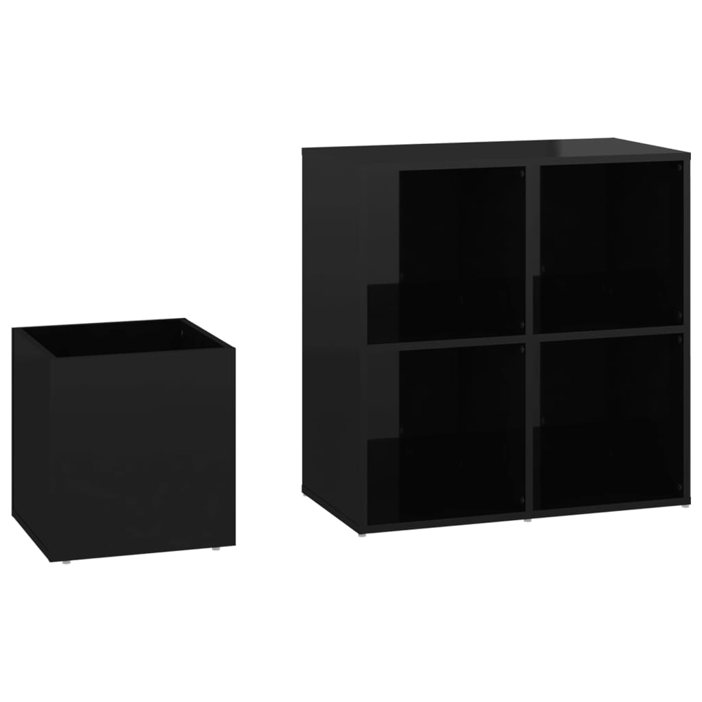 Eteisen kenkäkaappi korkeakiilto musta 105x35,5x70 cm lastulevy - Sisustajankoti.fi