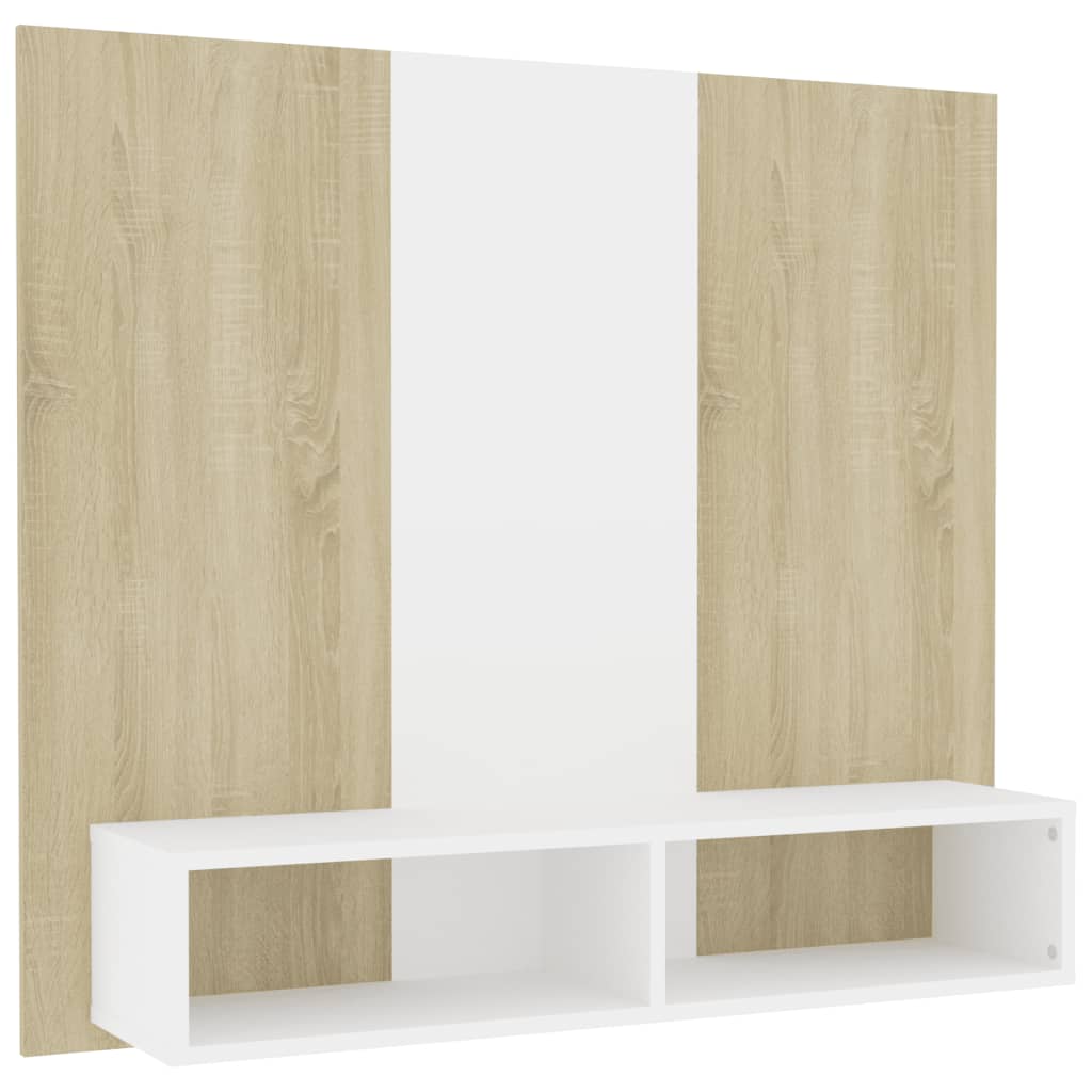 TV-taso seinälle valk. ja Sonoma-tammi 102x23,5x90 cm lastulevy - Sisustajankoti.fi
