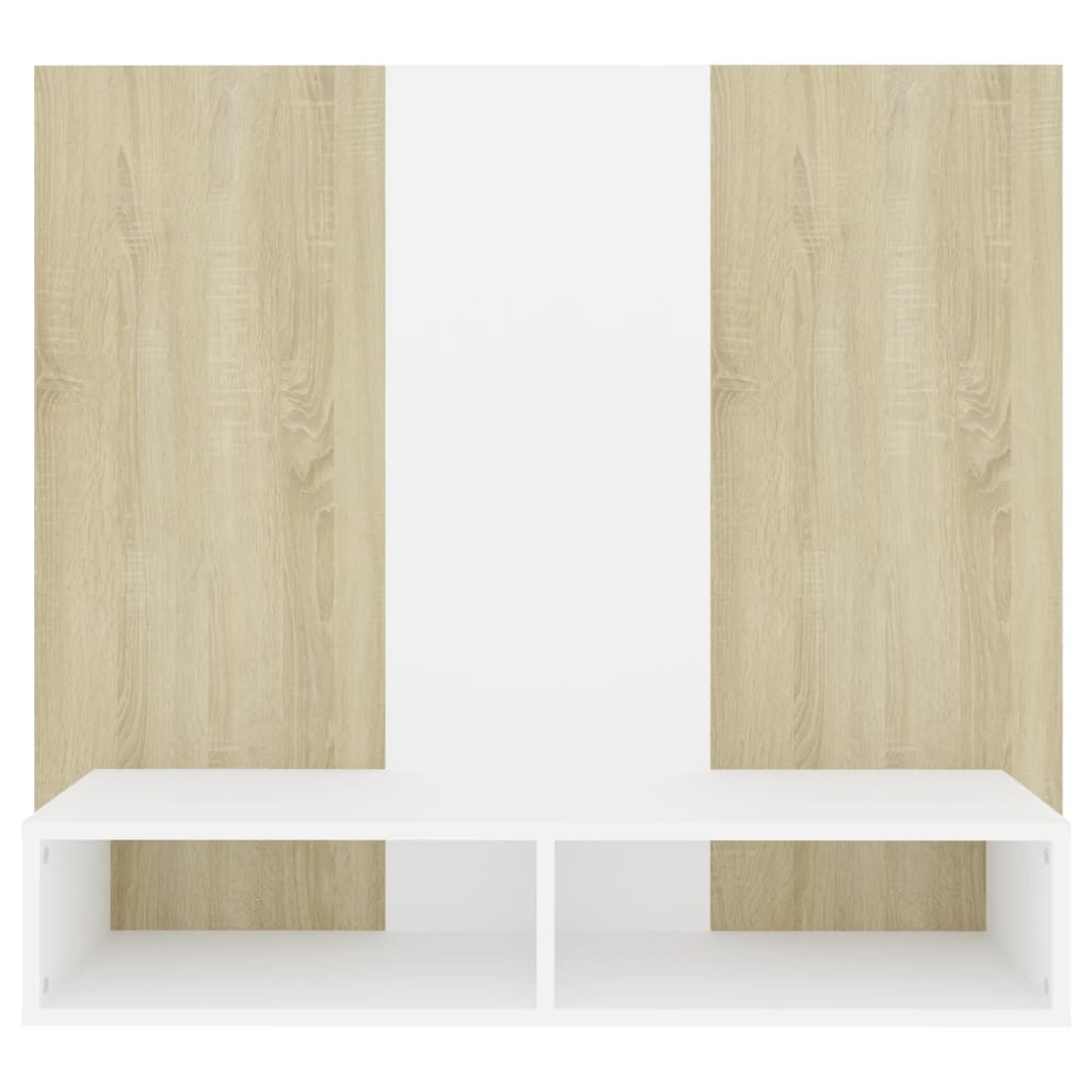 TV-taso seinälle valk. ja Sonoma-tammi 102x23,5x90 cm lastulevy - Sisustajankoti.fi