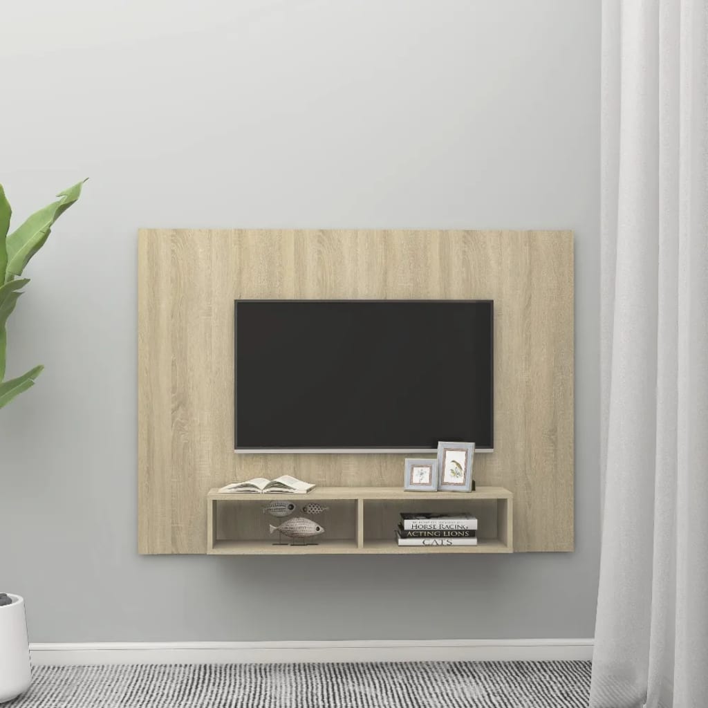 TV-taso seinälle Sonoma-tammi 135x23,5x90 cm lastulevy - Sisustajankoti.fi