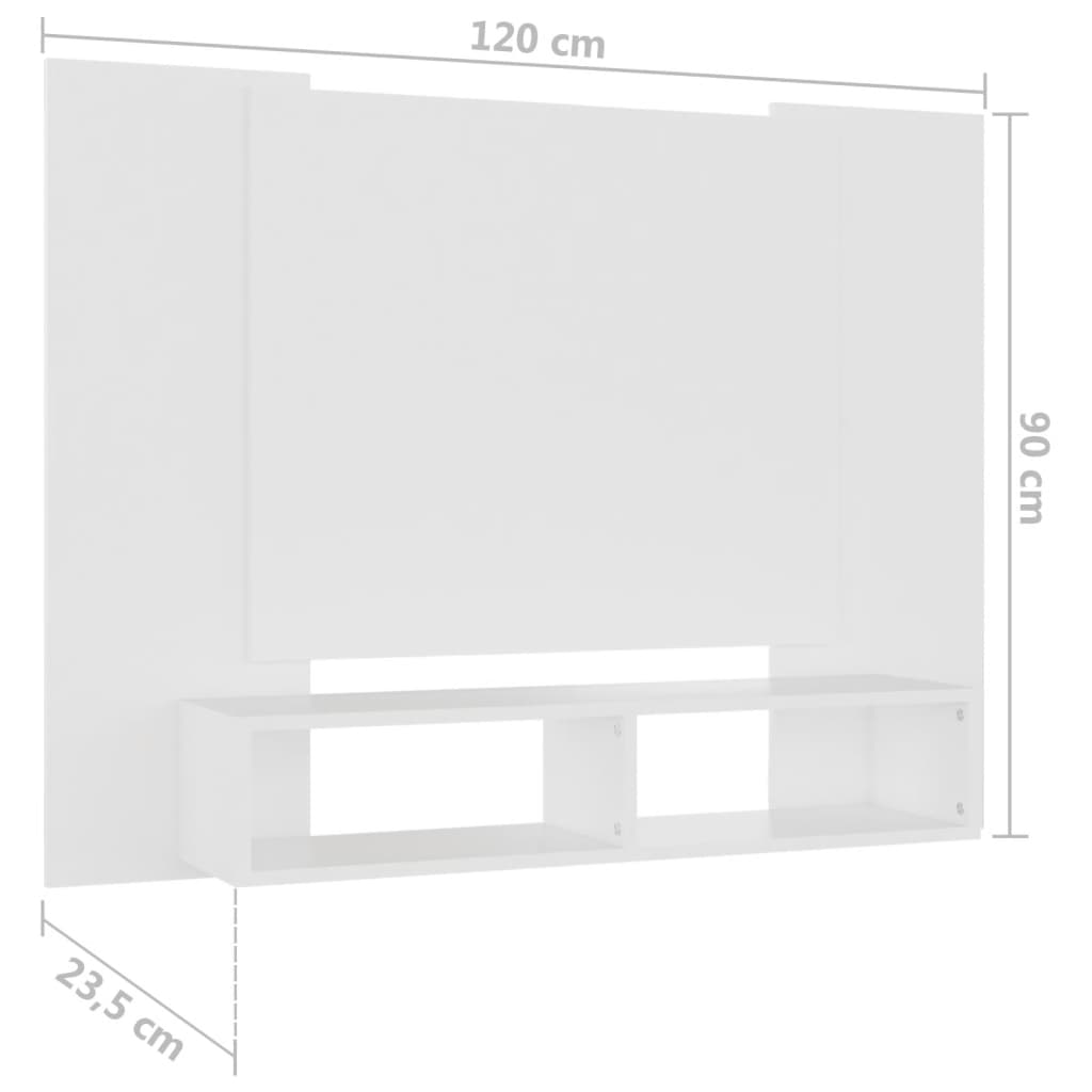 TV-taso seinälle valkoinen 120x23,5x90 cm lastulevy - Sisustajankoti.fi