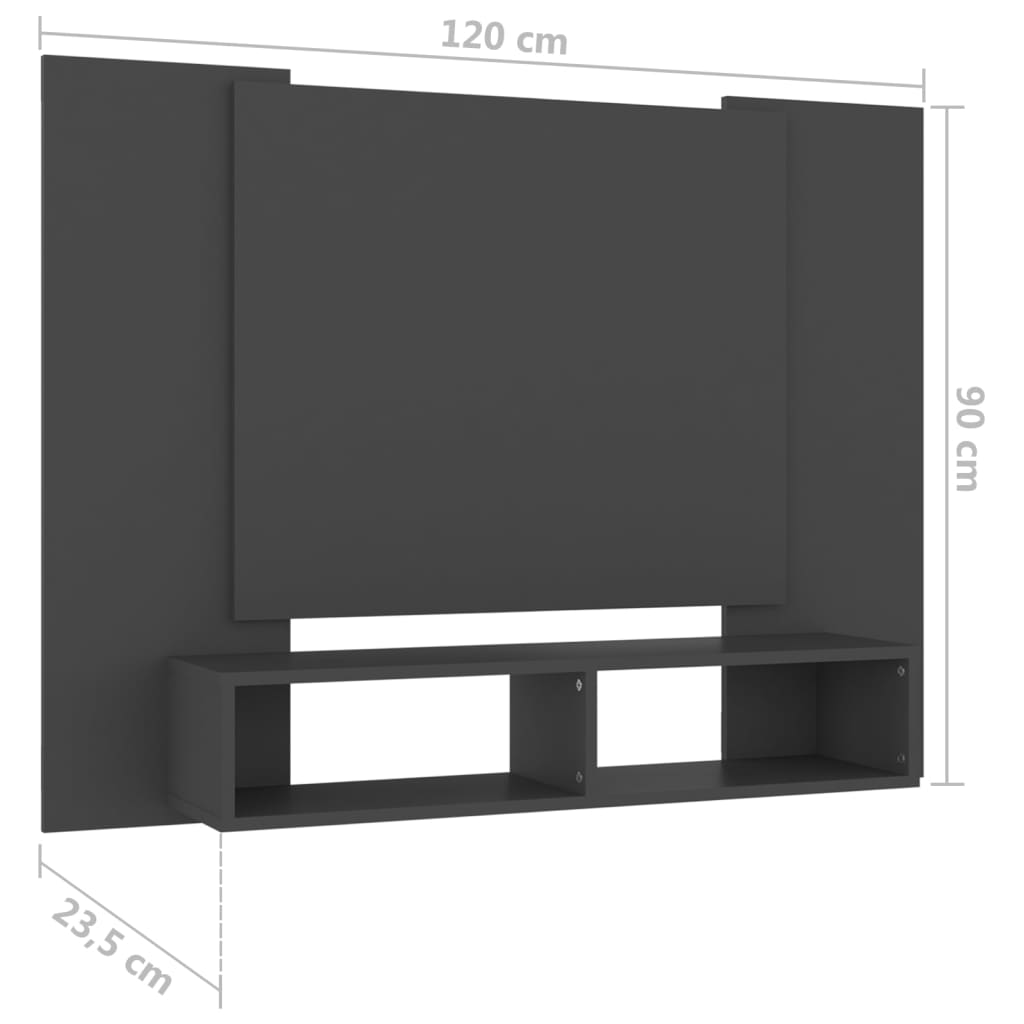 TV-taso seinälle harmaa 120x23,5x90 cm lastulevy - Sisustajankoti.fi
