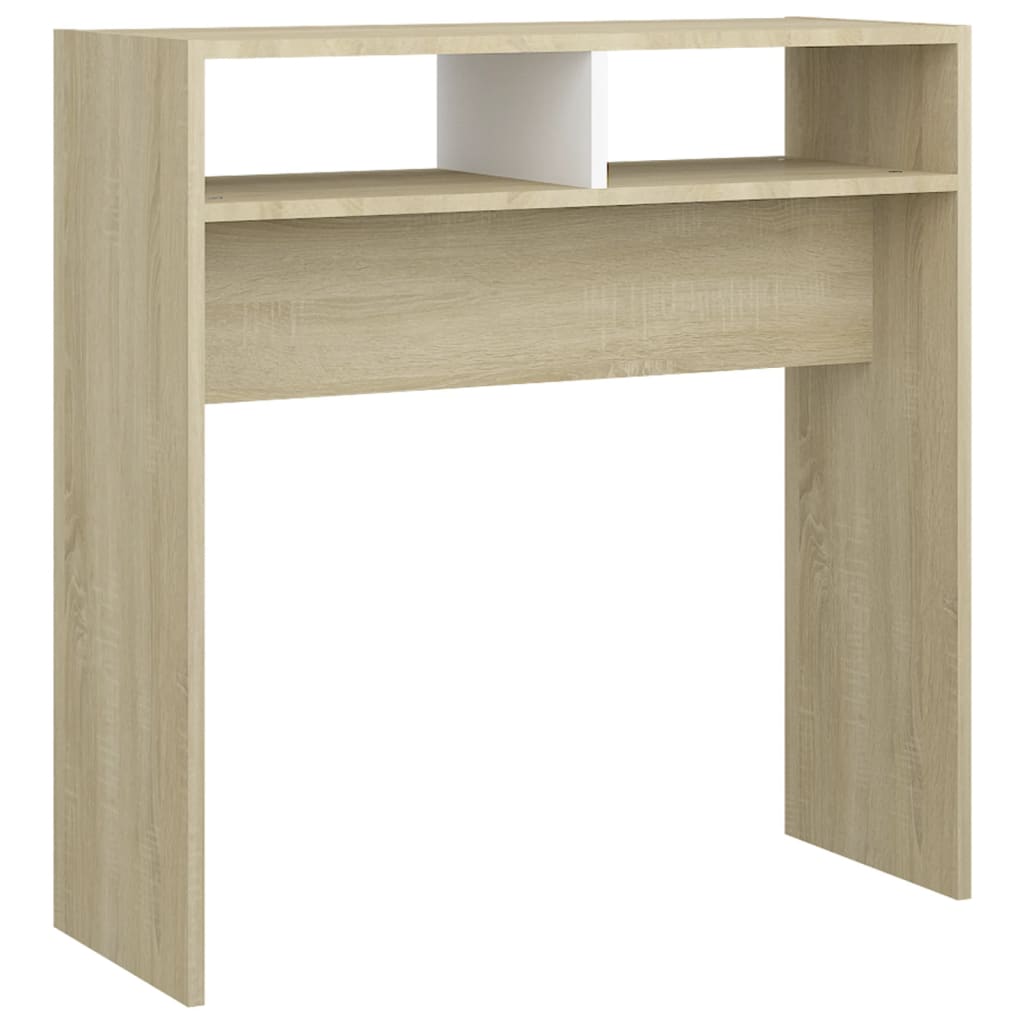 Konsolipöytä valkoinen ja Sonoma-tammi 78x30x80 cm lastulevy - Sisustajankoti.fi