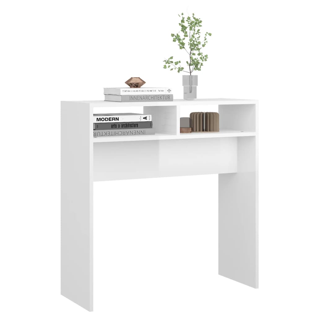 Konsolipöytä korkeakiilto valkoinen 78x30x80 cm lastulevy - Sisustajankoti.fi