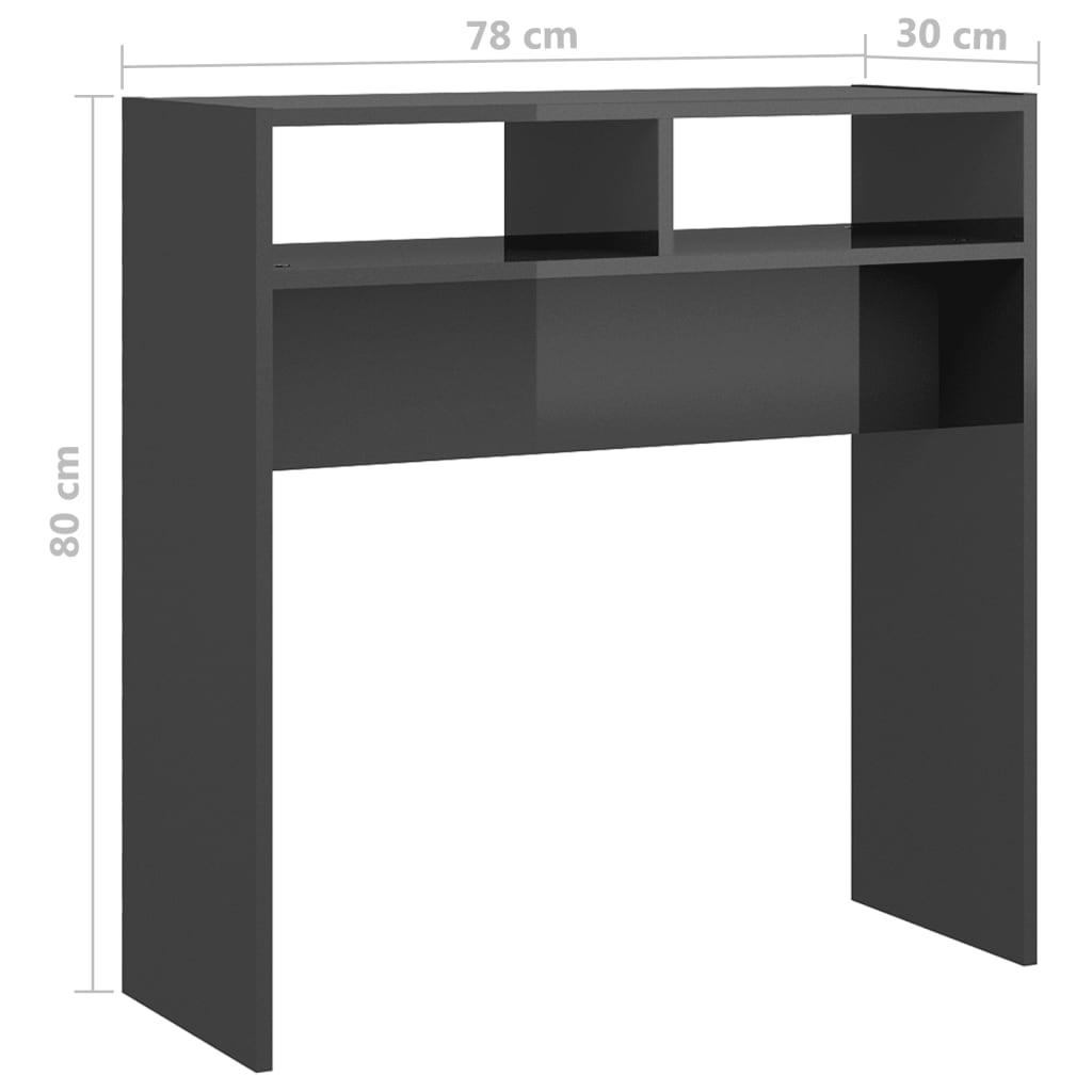 Konsolipöytä korkeakiilto harmaa 78x30x80 cm lastulevy - Sisustajankoti.fi