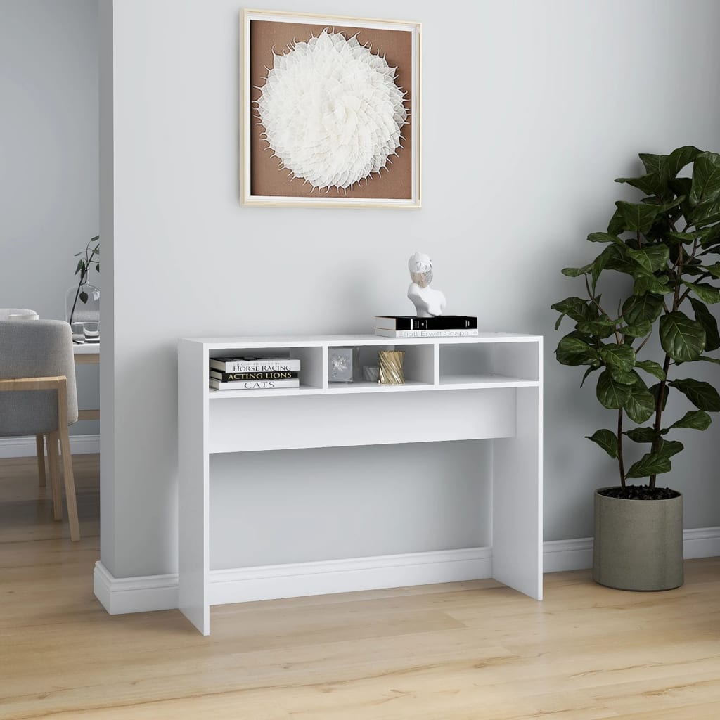 Konsolipöytä valkoinen 105x30x80 cm lastulevy - Sisustajankoti.fi