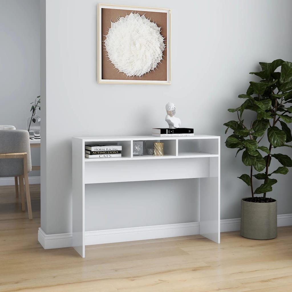 Konsolipöytä korkeakiilto valkoinen 105x30x80 cm lastulevy - Sisustajankoti.fi