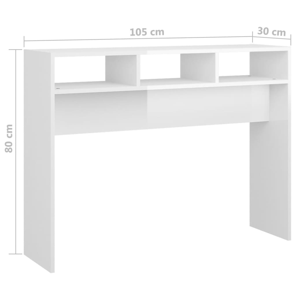 Konsolipöytä korkeakiilto valkoinen 105x30x80 cm lastulevy - Sisustajankoti.fi