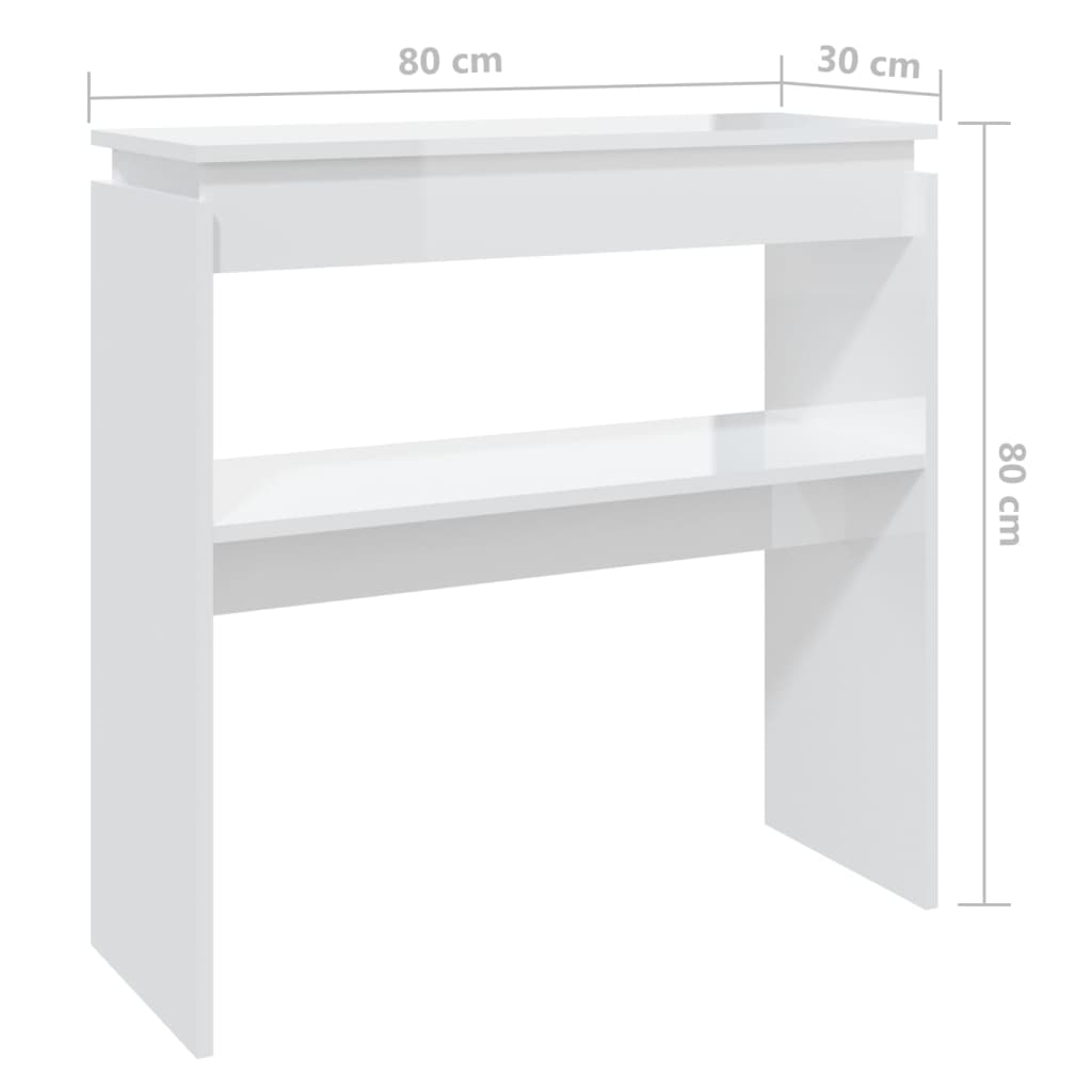Konsolipöytä korkeakiilto valkoinen 80x30x80 cm lastulevy - Sisustajankoti.fi