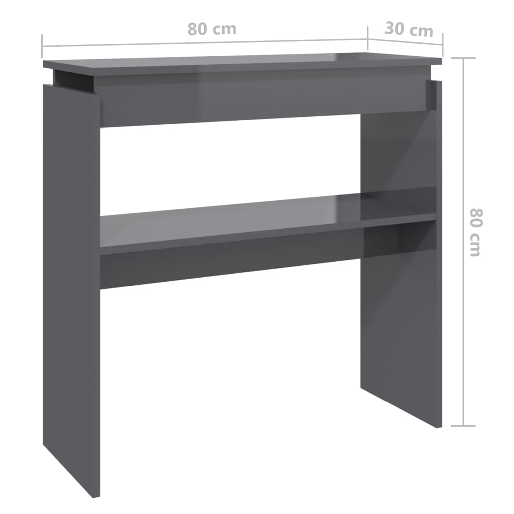 Konsolipöytä korkeakiilto harmaa 80x30x80 cm lastulevy - Sisustajankoti.fi