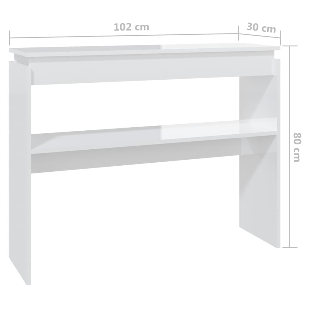 Konsolipöytä korkeakiilto valkoinen 102x30x80 cm lastulevy - Sisustajankoti.fi