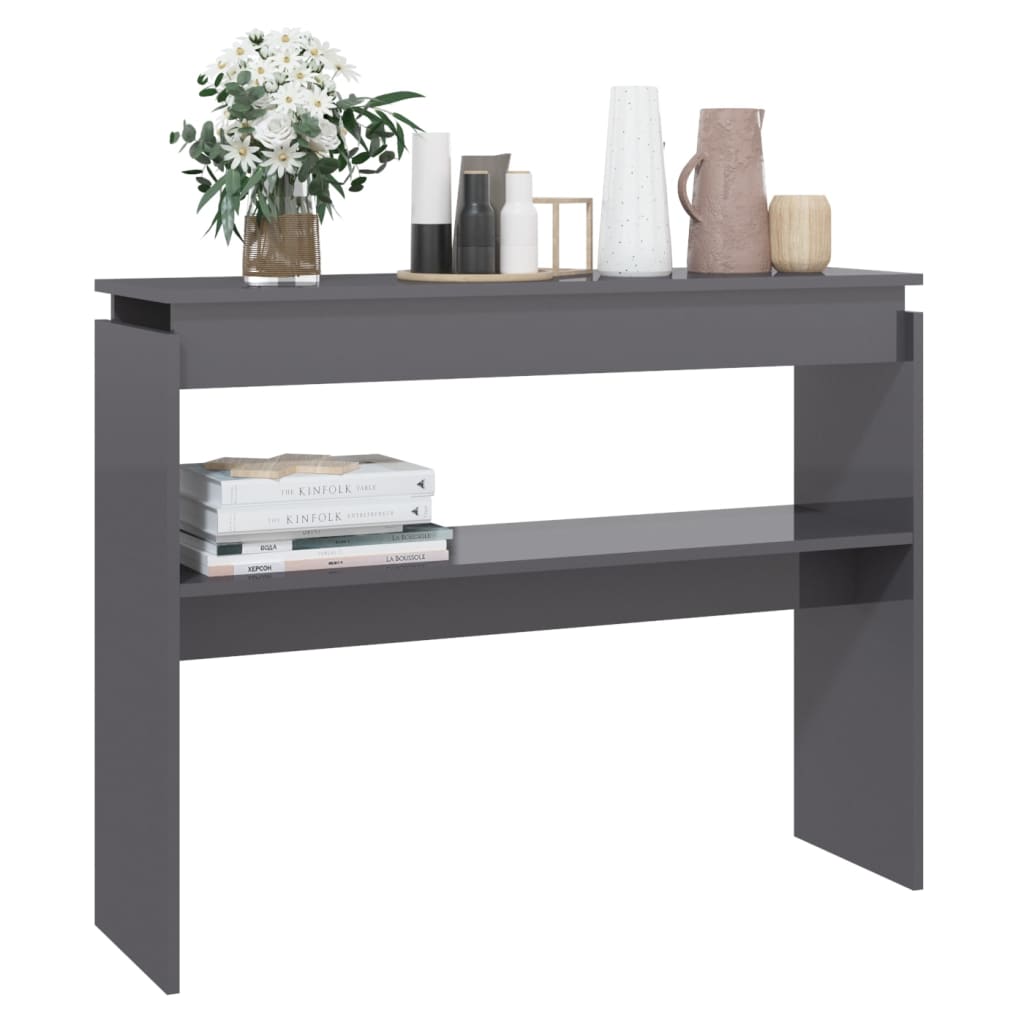 Konsolipöytä korkeakiilto harmaa 102x30x80 cm lastulevy - Sisustajankoti.fi