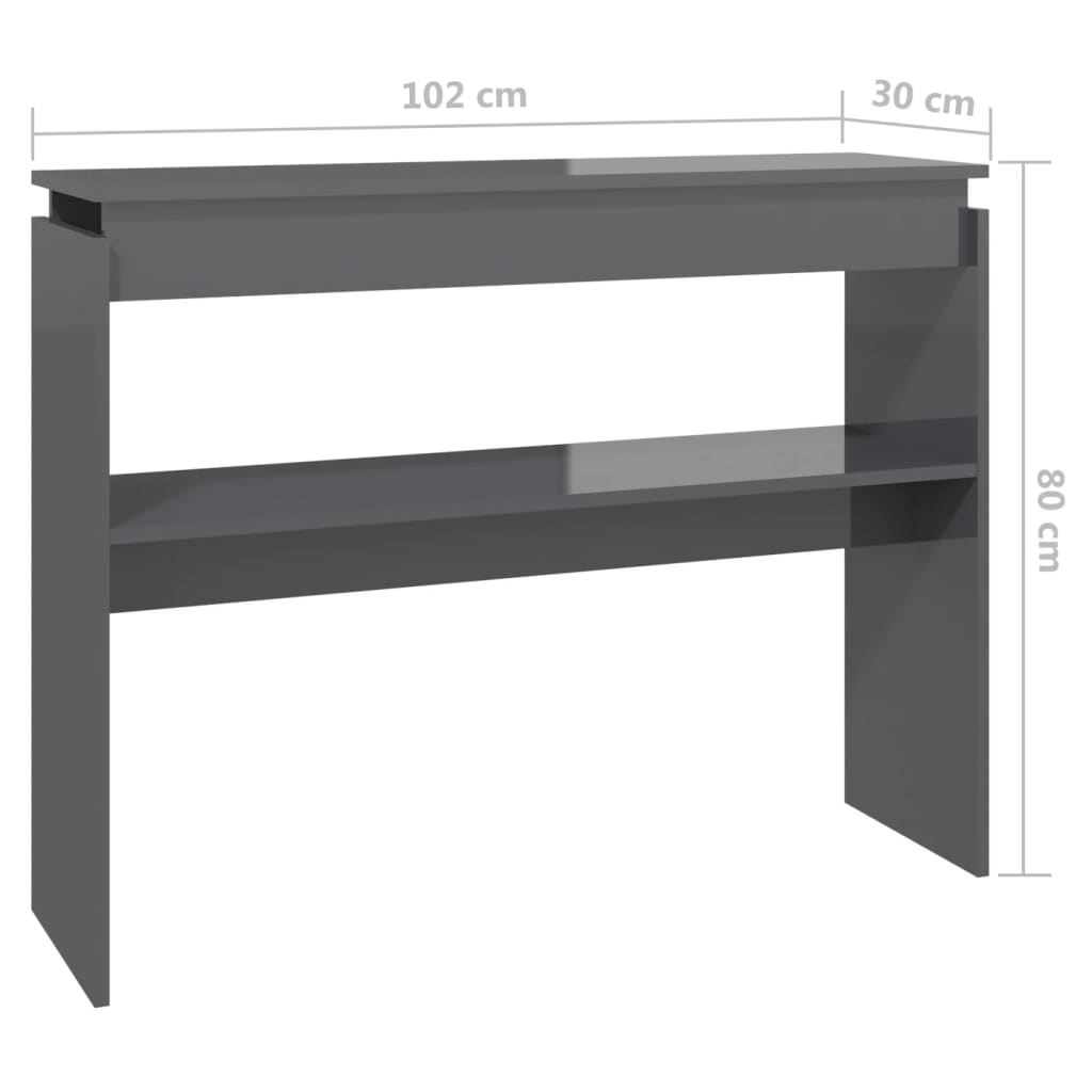 Konsolipöytä korkeakiilto harmaa 102x30x80 cm lastulevy - Sisustajankoti.fi