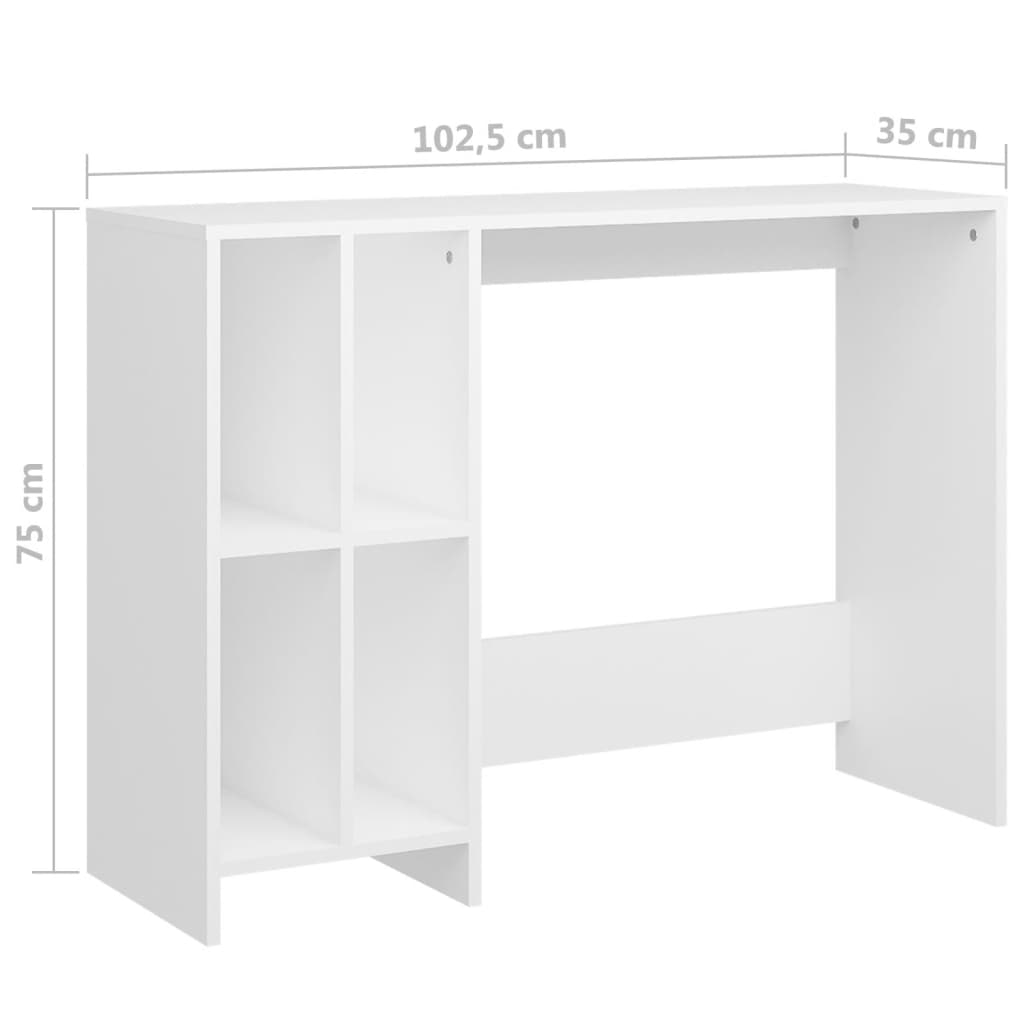 Työpöytä valkoinen 102,5x35x75 cm lastulevy - Sisustajankoti.fi