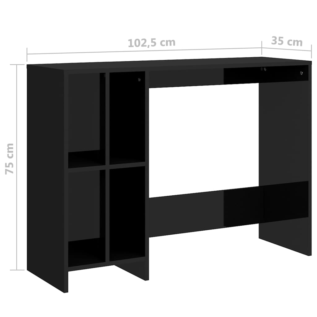 Työpöytä korkeakiilto musta 102,5x35x75 cm lastulevy - Sisustajankoti.fi